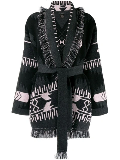 Shop Alanui Chunky Knit Cardigan In Black