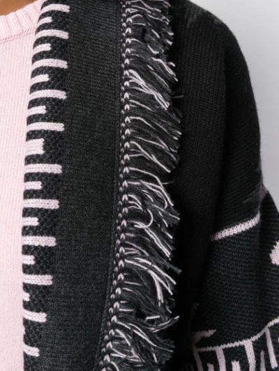 Shop Alanui Chunky Knit Cardigan In Black