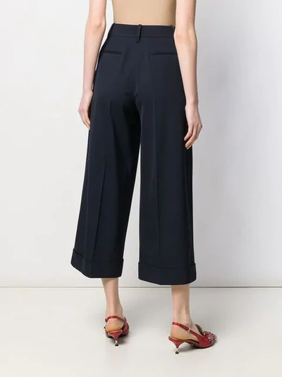 Shop Valentino Cropped Palazzo Pants In Blue