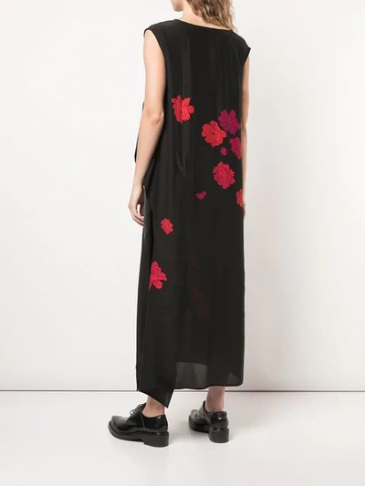 Shop Yohji Yamamoto Floral Print Button Front Dress In Black