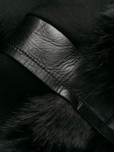 SACAI FAUX FUR-TRIMMED COAT - 黑色