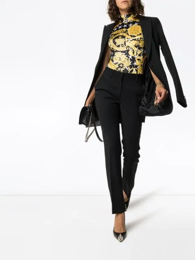 Shop Versace Barocco Print Bodysuit - Yellow