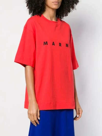 Shop Marni Oversized Logo Print T-shirt In Red