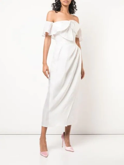 Shop Carolina Herrera Off Shoulder Silk Gazar Dress In White