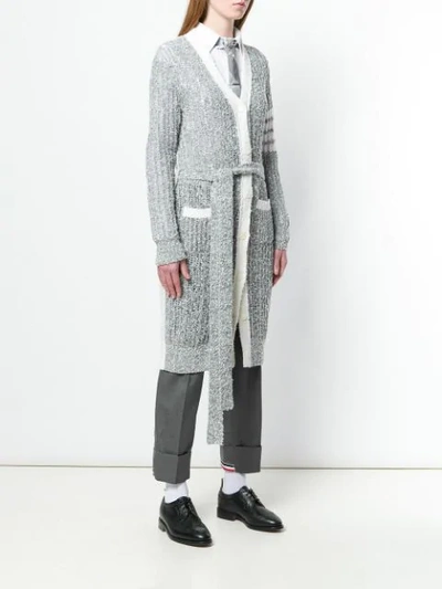 Shop Thom Browne 4-bar Open Stitch Cardigan In Grey