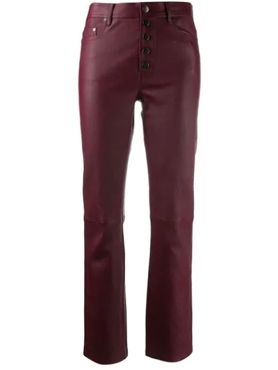 Shop Joseph Den Stretch Leather Trousers In Red