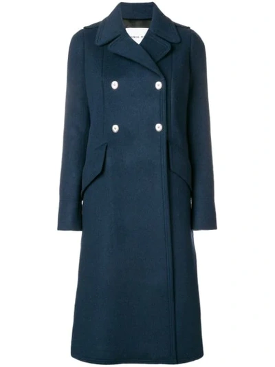 Shop Sonia Rykiel Double-breasted Long Coat - Blue