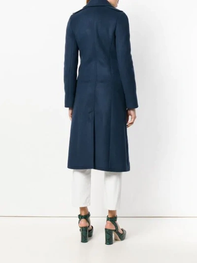 Shop Sonia Rykiel Double-breasted Long Coat - Blue