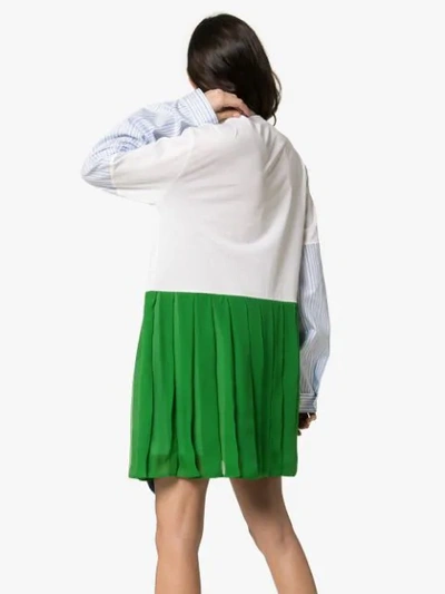 Shop Prada Contrasting Pleated Skirt Dress In White
