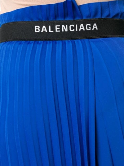 Shop Balenciaga Pleated Asymmetric Skirt In Blue