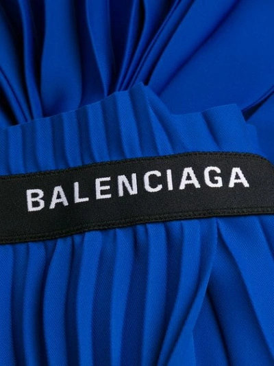 Shop Balenciaga Pleated Asymmetric Skirt In Blue