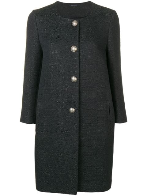 Tagliatore Textured Coat In Black | ModeSens