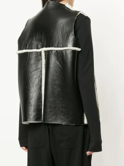 Shop Zambesi Overlapped Shearling Vest In Black