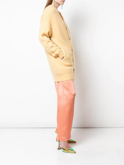 Shop Sally Lapointe Ribbed Knit Cardigan In Yellow