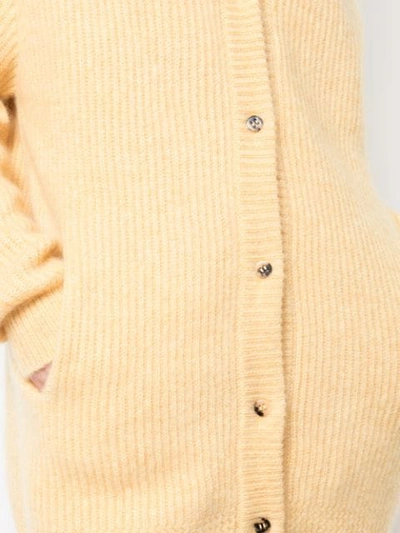 Shop Sally Lapointe Ribbed Knit Cardigan In Yellow