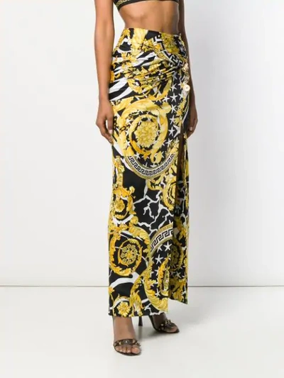 Shop Versace Baroque Print Maxi Skirt In Black