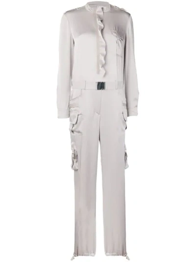 Shop Red Valentino Ruffled Jumpsuit In Neutrals