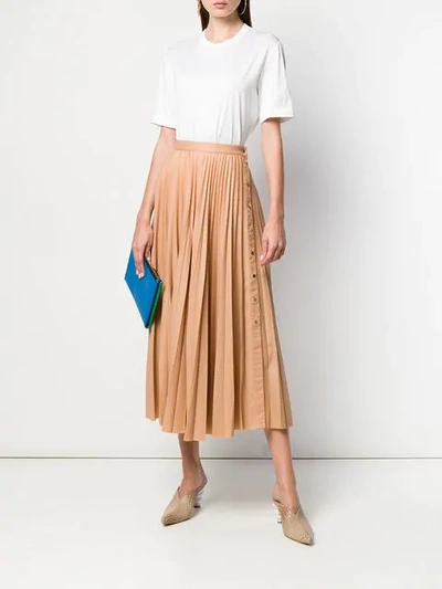 Shop Nehera Savy Pleated Midi Skirt In Praline
