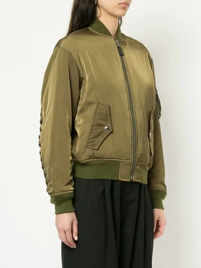 Shop Gvgv Lace-up Ma1 Bomber Jacket In Green