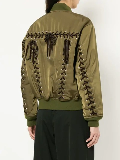 Shop Gvgv Lace-up Ma1 Bomber Jacket In Green