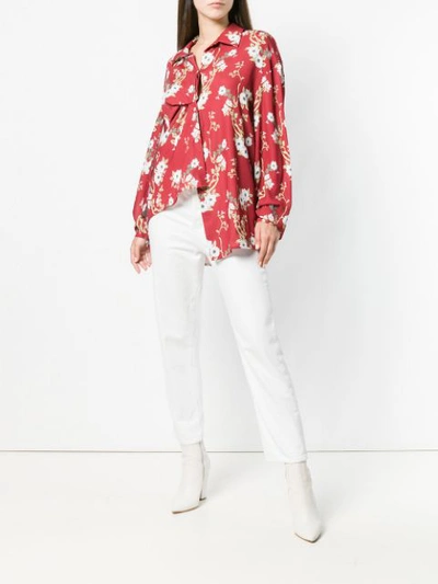 asymmetric floral print blouse