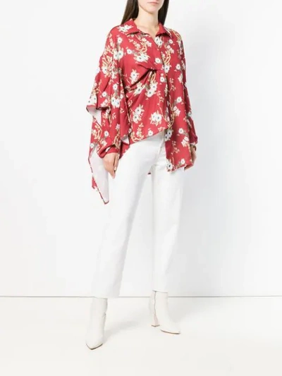 asymmetric floral print blouse