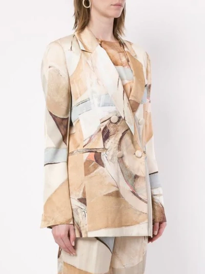 Shop Aje Downing Printed Blazer In Multicolour