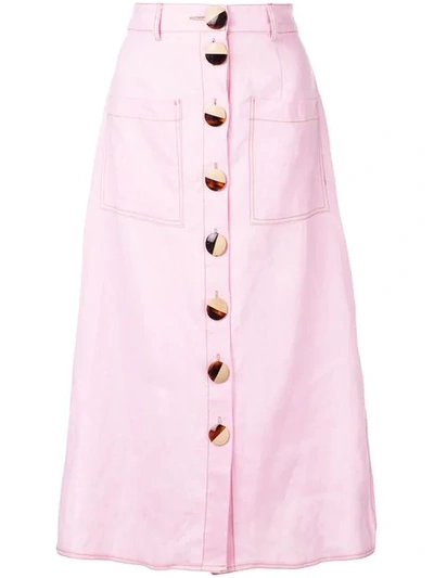 Shop Nicholas Front Button Skirt In French Pink