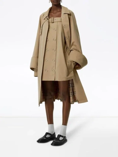 Shop Burberry Exaggerated-cuff Car Coat In 27340 Pale Honey