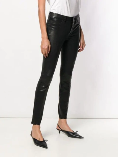 Shop J Brand Ankle Zip Leather Pants In Black