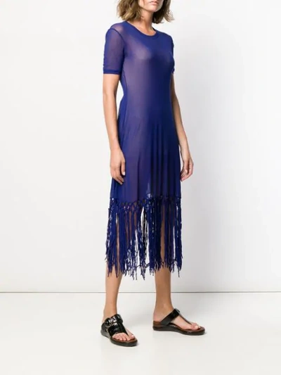 Pre-owned Jean Paul Gaultier Fringed Tulle Dress In Blue