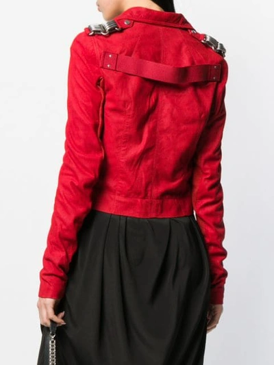 Shop Rick Owens Biker Jacket In 133 Cardinal Red