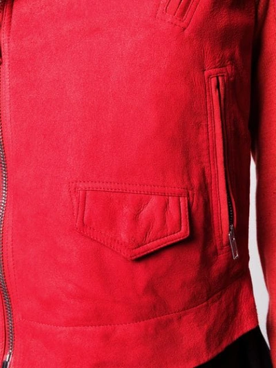 Shop Rick Owens Biker Jacket In 133 Cardinal Red