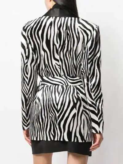 Shop Sara Battaglia Zebra Printed Blazer In Black