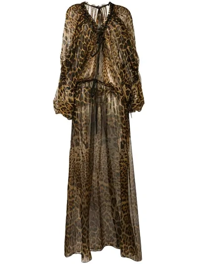 Shop Saint Laurent Leopard-print Maxi Dress In Neutrals