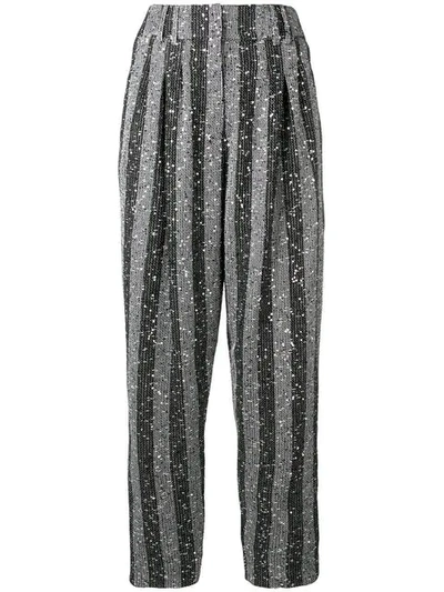 Shop Balmain Sequin Embellished Tapered Trousers In Silver