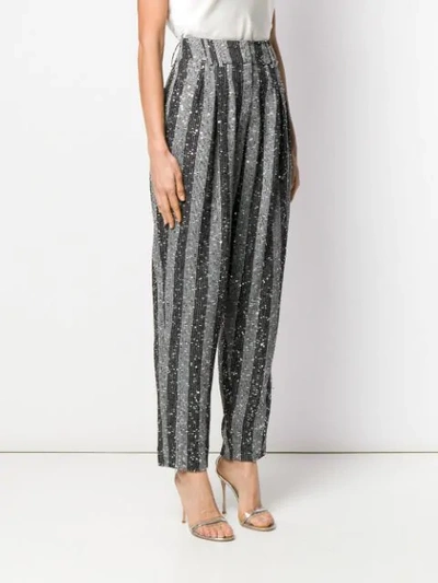 Shop Balmain Sequin Embellished Tapered Trousers In Silver