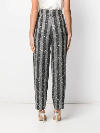 Shop Balmain Sequin Embellished Tapered Trousers In Silver