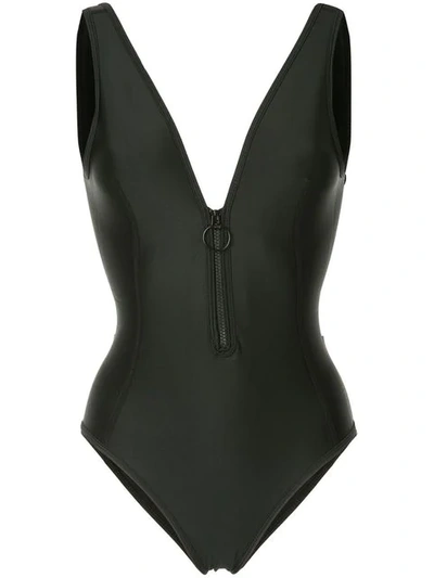 Shop Duskii Miranda Zipped Swimsuit In Black