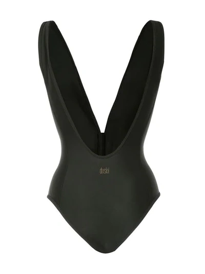 Shop Duskii Miranda Zipped Swimsuit In Black