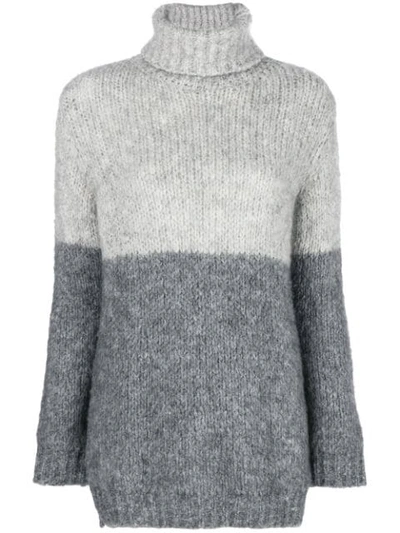 Shop Blugirl Two Tone Turtle Neck Sweater - Grey