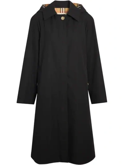 Shop Burberry Detachable Hood Tropical Gabardine Car Coat In Black