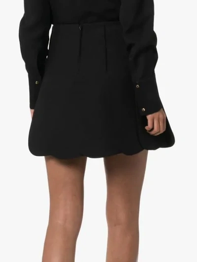 Shop Valentino Petal Pleated Mini-skirt In Black