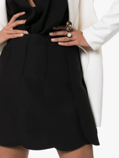 Shop Valentino Petal Pleated Mini-skirt In Black