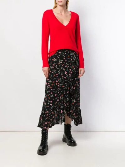 Shop Temperley London Ribbed V-neck Top In Red