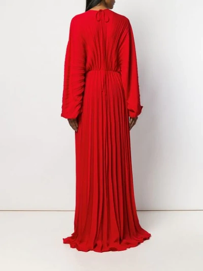 Shop Valentino Pleated Evening Dress In 157 Red