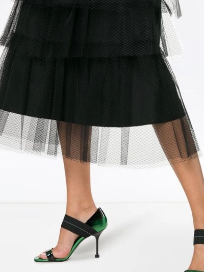 Shop Burberry Mesh Lace Skirt - Black