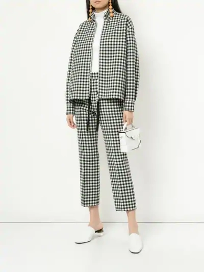 Shop Ports 1961 Gingham Print Zipped Shirt In Black