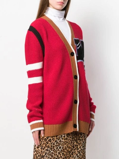 Shop Msgm Oversized '2' Cardigan In Pink