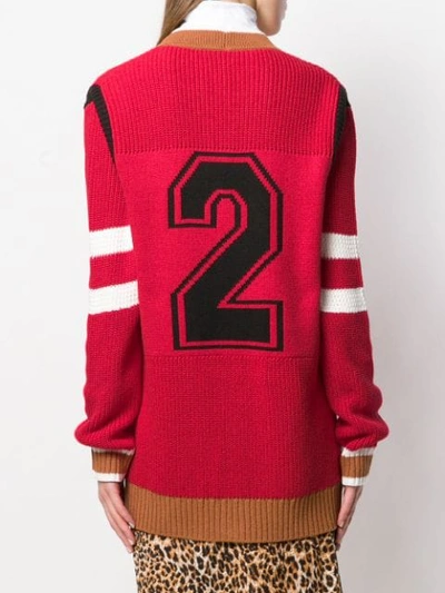 Shop Msgm Oversized '2' Cardigan In Pink